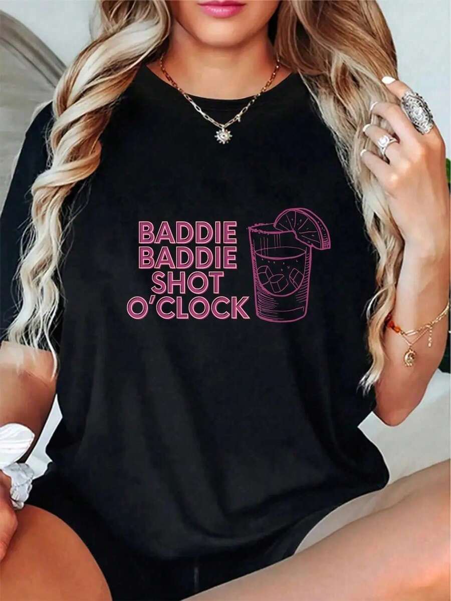 Blusa para mujer 100% algodón HIPTEE Die Die Shot O'clock Drinking For Dies T-Shirt - Unisex para mujer y hombre Campus - Negro - Ver 1