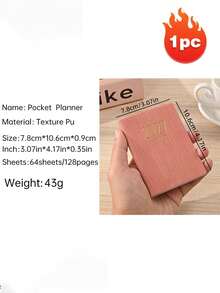 A7 Size 2027 English Planner, 64 Sheets 128 Pages Slim Weekly Calendar Notebook, 365 Days Daily Planner, A7 Mini Portable Pocket Diary, PU Leather Cover Small Notebook - A - View 8
