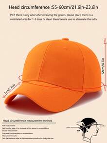 1 pieza Gorra de béisbol casual de unicolor con tamaño ajustable - Naranja - Ver 4