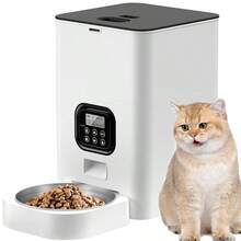 1个宠物智能喂食器，4升自动猫粮喂食器，带干粮分配器、1个不锈钢碗、干燥剂袋、可编程定量控制、10秒语音录音功能，适合日常宠物喂食 - 彩色 - 查看 1