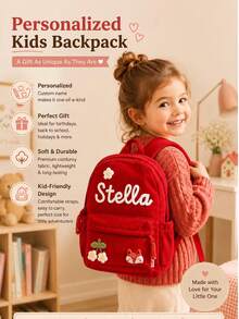 MerexSync 1 buah Ransel Anak yang Dipersonalisasi, Ransel dengan Nama yang Dapat Disesuaikan, Patch Motif Bunga, Hadiah Kembali ke Sekolah, Hadiah Ulang Tahun, Hadiah Anak-anak, Hadiah Kembali ke Sekolah, Ransel TK, Unisex, Ransel yang Dipersonalisasi, Tas Penyimpanan Alat Tulis, Ransel Kartun, Hadiah Natal - MultiWarna - View 3