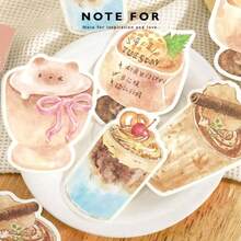 30Pcs Vintage Coffee Pattern Sticky Notes, Multi-Design Self-Adhesive Memo Pads, Retro Style Decorative Paper, Perfect For Diary, Scrapbook, Collage, DIY Crafts, Office, School Use And Back To School Stationery Supplies. - Multicolor - View 2