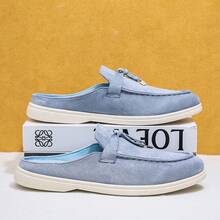 Men's Casual Shoes Suede Loafers Classic British Style Lightweight Soft Flat Shoes - Baby Blue - View 11