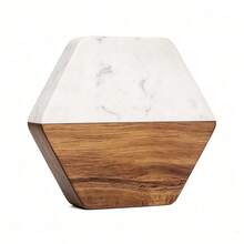 Heat Resistant Non-Slip Marble Acacia Wood Spliced Coasters, Round Square Hexagon Shapes Elegant Table Protector Pad For Hot Mugs Cookware, Compact Decor Accessory Suitable For Home Kitchen Dining Table Daily Household Dining Scenes - Multicolor - View 10