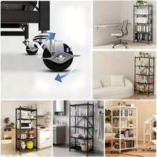 1pc 4-Tier Foldable Metal Storage Shelf With Lockable Wheels, Kitchen Storage Rack，No Assembly Rolling Organizer Rack, Sturdy\durable, Heavy Duty Display Shelving Unit For Kitchen Living Room Bedroom Bathroom Balcony, Nordic Minimalist Storage Rack - 查看 6