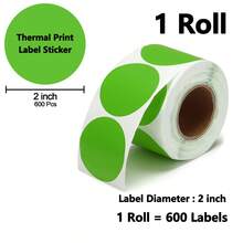 2 Inch Color Circle Thermal Sticker Label, Self-Adhesive Round Direct Thermal Label For Logo Design, QR Code, White Pink Green Yellow, 600Sheets/Roll - View 23