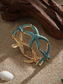 Cring Coco 1pc Woman Bracelet Spring Summer Fashion Boho Nautical Enamel Starfish Bangle Daily Party Beach Vacation Music Festival Jewelry Accessories Gift - Starfish - View 7