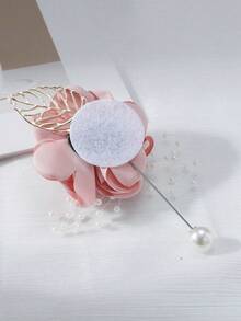 1pc/4pcs Unisex Pink Rose Glitter Brooch, Vintage Elegant Corsage Pin For Parents, Groom And Bride, Wedding Decor, Evening Party, Ball, Party, Event, Cocktail Party, Gathering Accessory - Pink - View 6