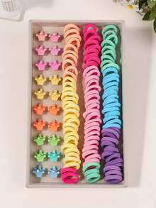 120PCS Candy Colored Hair Accessory Set With Elastic Hair Ties And Hairpins Suitable For Daily Girl Gifts Girls Hair Stuff(Hair Clip Color Random) - Multicolor - View 3