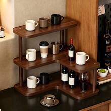 1pc Walnut Color 3-Tier Cosmetic Storage Rack, INS Style Living Room Table Cup Multifunctional Organizer, Kitchen Wine Display Rack, Bedroom Skincare Organizer Display Rack, Office Desk Cup Holder, Suitable For Christmas, Halloween Home Decor, Display Cakes, Wine And More - Multicolor - View 4