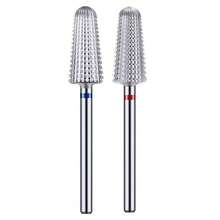 5 en 1 Broca de carburo de tungsteno para uñas con rotación dual Volcán/Tornado Cortadores de fresado para eliminación rápida de acrílico y gel duro Herramientas de manicura - Plateado - Ver 3