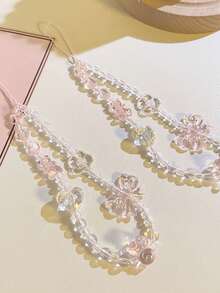 2 piezas Colgante de oso con lazo rosa iridiscente transparente, colgante universal anti-pérdida con cuentas de corazón y flor para bolsa de teléfono (debido al ángulo de disparo y la ampliación, el tamaño real del objeto puede diferir ligeramente de la foto) colgante de teléfono, regalo festivo, colgante para tarjetero - Multicolor - Ver 5