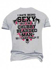 Men's Plus Size T-Shirt With Hammer Skull Pattern - Gray - View 1