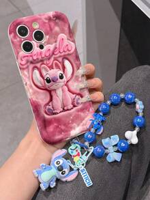Disney Has Authorized, Phone Case - Chain Set, The Stitch Lilo & Stitch 3D Phone Case Plus A Silicone 3D Stitch Bracelet With Metallic Ring Removable Bracelet, Stitch And Angel Pattern, Compatible With Iphone17/16/15/14/13/12/27/XS/XR/X Plus Pro Max, A Stylish Cartoon Phone Case, The Perfect Gift Choice, Phone Protection, Durable Phone Cover, Great Gift For Friends And Family. - 白色 - 查看 4