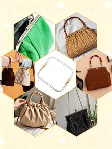 1pc High-Quality Sturdy Durable Rectangular Aluminum Bag Frame, Multiple Sizes Available, Rectangular Lock Frame With Kiss Lock, Adjustable Spring Mechanism And Easy Clip Design, Perfect For Making Crochet Knitted Handbags, Knitted Goods, Shoulder Bags, Tote Bags, Craft Bags, Evening Bags, Leather, Faux Leather, Denim And Canvas Material Handbags, Ideal Tool For DIY Handbag Handle Making And Repair - Double Team - View 7