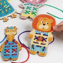 Children's Educational Toy Animal-Character Lacing Board Game, Wooden Lacing Toy For Fine Motor Skills Development, Early Learning Toy, Suitable For Boys And Girls As Birthday And Christmas Gift - Threading Board Toy - View 4