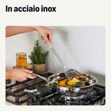 Juego de 4 cucharas de cocina de acero inoxidable, mango de agarre suave, aptas para lavavajillas, color gris lino. - Gris lino - Ver 3