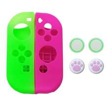 2 piezas Funda protectora + 4 piezas Juego de tapas para joystick, compatible con controles Joy-Con de Switch y Switch OLED, anti-caída, anti-explosión, anti-deslizante, anti-arañazos, anti-sudor, diseño ergonómico que mejora la sensación de control de juego - 2 fundas protectoras + 4 tapas para joysticks - Ver 19