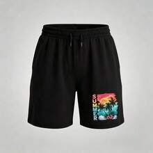 Women Elastic Waist Drawstring Casual Shorts, Tropical Coconut Palm Colorful SUMMER Graphic Beach Short - Shorts - View 7