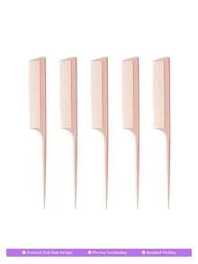 1/3/5/10 Pcs Rat Tail Comb Parting Comb,Rat Tail Combs For Women Fine Tooth Comb Parting Tip Carbon Fiber Root Teasing Anti Static Heat Resistant Adding Volume Evening Hair Styling Fine Tooth Parting Tip Carbon Fiber ,Hair Combs For Styling,Hair Care - Watermelon Pink - View 8