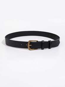 1pc Women's Vintage Maillard Style Belt With Square Buckle, Suitable For Daily Use During Autumn And Winter Summer, School Fall, Autumn, Halloween - Black - View 7