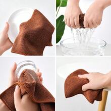 10pcs/Pack Brown Microfiber Cleaning Cloth, Professional Coffee Shop Cleaning Cloth, Multiple Sizes Available, Suitable For Kitchen, Bathroom, Home, Household Cleaning Essential - Brown - View 4