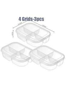 1/3/6pcs Practical 4/6 Compartment Reusable Food Prep Storage Containers, Meal Prep Containers, Multi-Function Snack & Fruit Tray & Portion Control Lunch Box, Suitable For Adults, Ideal For Home, School, Office, Travel, Birthday & New Year Gift - Multicolor - View 14