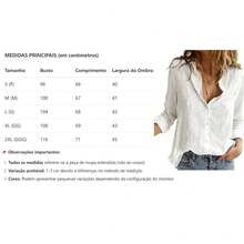 Women's Cotton Linen Blouse With Long Sleeves, Plus Size - Black 1 - View 6