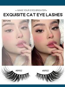 GROINNEYA 7 Pairs Half-Length False Eyelashes, Slender Cat Eye Style, Dense And Pointed, Natural Look, Fine Mink-Like Hair, Fluffy And Soft, Suitable For Daily Wear, Party, Travel Essential, Makeup Tool, Holiday Strip False Eyelashes - View 5