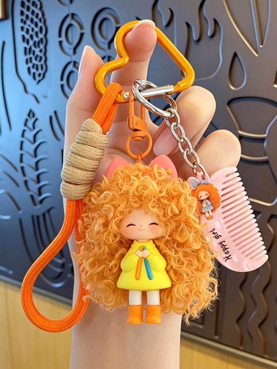 1/2/4pcs Cartoon Cool And Edgy Frizzy Keychain Pendant, Women's Bag Charm, Small Gift Keyring, Car Key Decoration, Pendant Accessory