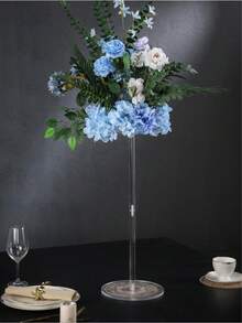 1pc Transparent Crystal Flower Stand: Clear Texture, Floor-Standing, Suitable For Various Flowers And Greenery, Also Can Be Used As An Artistic Flower Stand. Suitable For Wedding And Event Center Decor; Modern Metal Cylindrical Vase, Flower Pot Display Stand, Suitable For Reception And Ceremony, Outdoor Garden Statue Display, Flower And Plant Stand, Indoor Plant Stand, Birthday Balloon Decoration Table, Christmas Ornament Decoration Table - Transparent - View 4