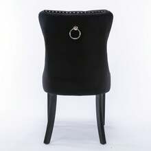 Set Of 2 Tufted Velvet Dining Chairs, Solid Wood Legs, Modern Style For Kitchen And Living Room - Black - View 6