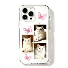 1pc TPU Space Puff Case DIY Customized Font Phone Case, Name Phone Case, Eternal Phone Case, Heart Phone Case, Autumn/Winter Phone Case, TPU Protective Cover, Halloween, Christmas, Anniversary Gift, Valentine's Day Gift, Birthday Gift, Wedding Gift, Mother's Day, Father's Day, Best Friend Gift, Gift For Mom/Dad, Gift For Boyfriend/Girlfriend, Compatible With Apple 17 16 ProMax/16 Pro/16 Plus/16/15 ProMax - Clear - View 4