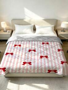 1 pieza Manta ultra suave y refrescante - Ropa de cama ligera para todas las estaciones, con patrón de lazo de moda, 100% poliéster, lavable a máquina, adecuada para cama individual/doble, hotel, camping y decoración del hogar, ropa de cama de lujo de grado hotelero | Diseño moderno cosido - Multicolor - Ver 9