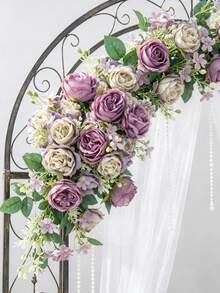 1 Stück künstlicher Rosenstrauß, geeignet für Frühlings- und Herbstdekoration, Hochzeitsvase, Zuhause, Restaurant, Schlafzimmer, Küche, Badezimmer Dekoration, Muttertagsgeschenk, Feiertags- und Geburtstagsparty-Zubehör, Outdoor-Gartendekoration - Violett - Übersicht 2