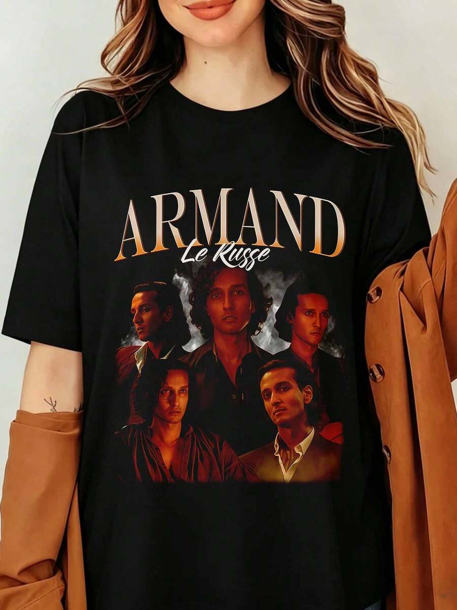 Armand Assad Zaman Interview With A Vampire Shirt Comic-Con Exhibition Gothic Fantasy Fan Event Style Le Russe Film Vampire Retro T-Shirt Vampire Halloween Top Unisex - Black - View 1