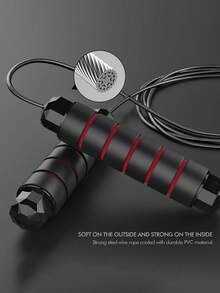 Powcan Dây nhảy điều chỉnh được, dây nhảy không rối tốc độ nhanh với vòng bi cho phụ nữ nam giới trẻ em, tập thể dục & làm thon gọn cơ thể tại nhà trường học phòng gym - Đen và Đỏ - Xem 5