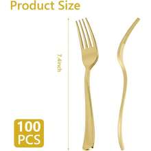 100PCS Gold Plastic Forks, Solid, Durable And Heavy Duty Gold Plastic Forks Disposable, Utensils Parties, Weddings, Thanksgiving, Picnics, And Daily Use - Gold - 100pcs - View 3