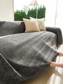 1 buah Sarung Sofa Chenille Gaya Bohemian, Tahan Debu, Tahan Noda, Tidak Luntur, Melindungi Sofa dari Cakar Kucing, Universal untuk Semua Musim, Dapat Dicuci dengan Mesin, Selimut Sofa Satu Bagian - Dark Grey - View 9