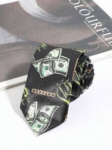 Men's Creative Hundred Dollar Bill Print Tie - Dollar - View 1