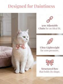 1 pièce Collier de perles pour chat, collier nœud de perles mignon, convient aux petits et moyens chiens et chats, collier décoratif de Noël pour animaux de compagnie - Multicolore - Voir 4