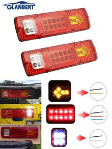 GLANBERT 2 buah Lampu Belakang LED Trailer 12/24V, Lampu Rem, Lampu Sorot, Lampu Sein, Tersedia 3 Warna (Kuning/Putih/Merah), Lensa Matriks Kecerahan Tinggi, Cocok Untuk Trailer, Truk, RV, Kendaraan Off-Road, Becak, Traktor, dll. Baterai Tidak Termasuk - MultiWarna - View 10