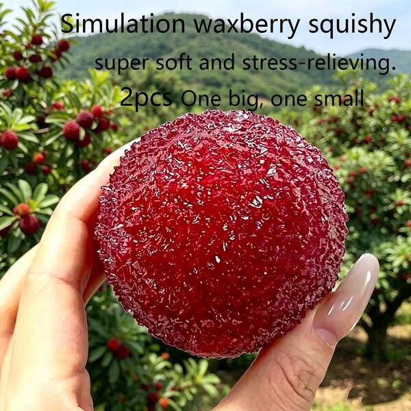 2 pezzi Giocattoli squishy realistici di bacche di mirto grandi e piccoli, morbidi al tatto con rimbalzo lento, per alleviare lo stress e divertirsi, ansia e relax, bomboniere per feste, riempitivi per sacchetti regalo, regali di compleanno, giocattoli da spremere