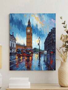 London 40*50cm 個性化 DIY 無框數位油畫套裝，藝術油畫套裝，適用於臥室裝飾與藝術牆面裝飾，簡單有趣的繪畫方式，無需繪畫基礎，實現你的畫家夢想，沉浸在色彩世界中，每一筆都是自我表達，為生活增添浪漫，送給家人與朋友的最佳禮物 - 藍色 - 查看 4