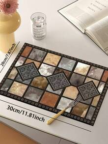 1pc Vintage Tile Pattern Diatomaceous Earth Kitchen Mat, Dark Edged Warm Brown Gray Stone Texture Absorbent Anti-Slip Stain-Resistant Foot Mat, Kitchen Bathroom Entryway Living Room Universal Home Decor Soft Rug - Multicolor - View 18