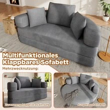 Flieks Multifunctional Freestanding Folding Sofa Bed (Boneless Couch) – Oval Bed With Cushions, Modular Sofa, Corduroy Fabric Cover (173 X 176 Cm), Suitable For Apartments, Living Rooms, Bedrooms - 淺灰色 - 查看 1