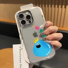 Funda para teléfono: Funda transparente con diseño de gotas azules y blancas, corona y puntos de colores para iPhone 14 Pro Max. Diseño moderno para uso diario. Redmi PIXEL   OPPO VIVO   HONOR. - Transparente 1 - Ver 3