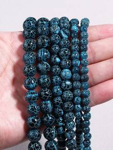 1 String Blue Tortoise Pattern Agate Beads 6/8/10mm Diy Jewelry Making Clavicle Chains Bracelets Peace Blessings Diy Beads Accessories - Blue and Black - View 1