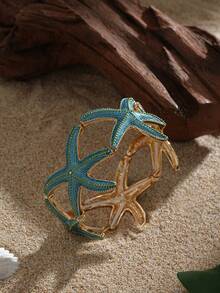 Cring Coco 1pc Woman Bracelet Spring Summer Fashion Boho Nautical Enamel Starfish Bangle Daily Party Beach Vacation Music Festival Jewelry Accessories Gift - Starfish - View 11