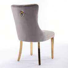 Set Of 2 65 Cm Dining Chairs In Velvet For Kitchen And Dining Room - Grey - View 5